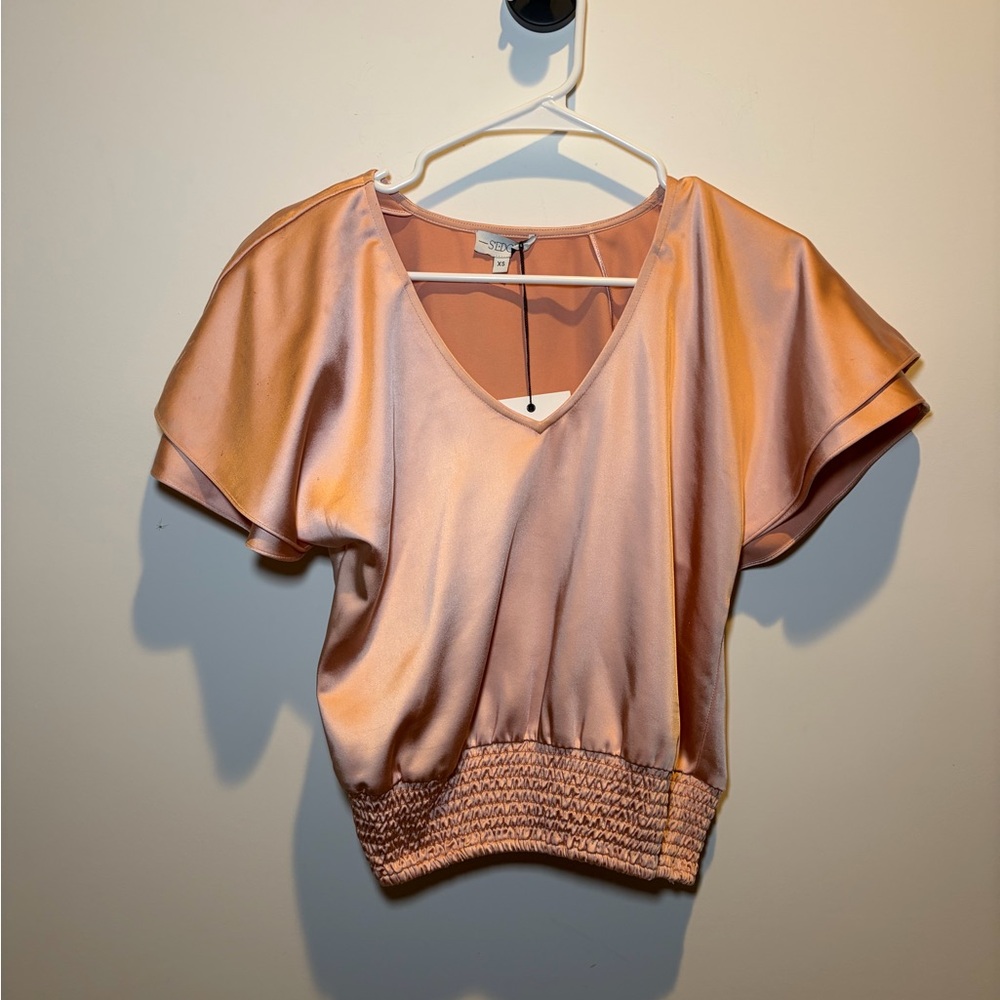 Sedge Satin V-Neck‎ Blouse
